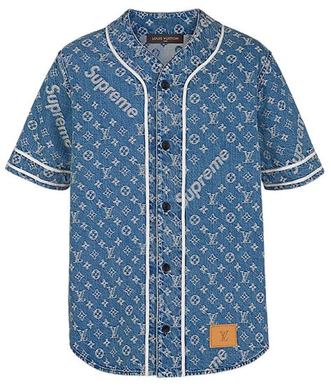 supreme x louis vuitton denim baseball shirt